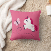Coussin Cute licorne blanche avec un papillon (Couverture)