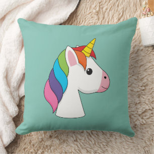 Coussin Cute licorne magique avec cheveux colorés