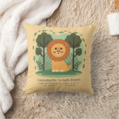 Coussin Cute Lion Birth Statistiques Nom du bébé Nursery (Couverture)