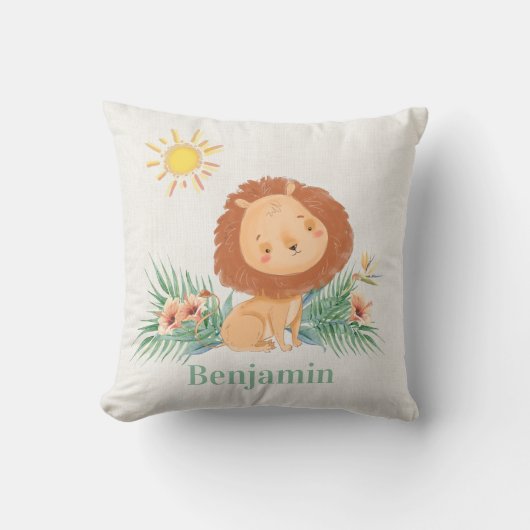 Coussin Cute Lion Dans La Jungle Personnalisé (Recto)