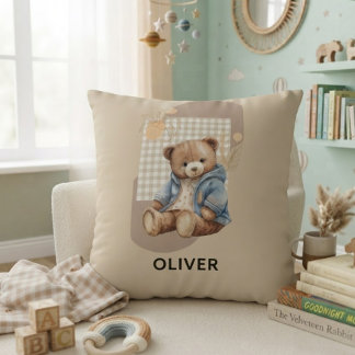 Coussin Cute Little Bear Personalized Baby Boy Name