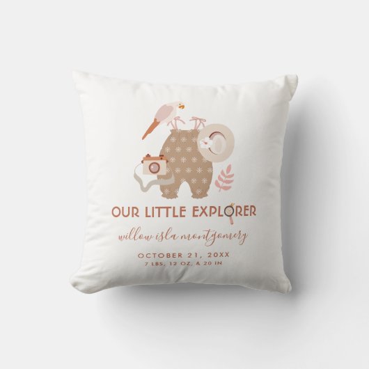 Coussin Cute Little Explorer Boho Informations sur la nais (Recto)