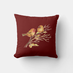 Coussin Cute Little Watercolor Oiseaux Nature Faune