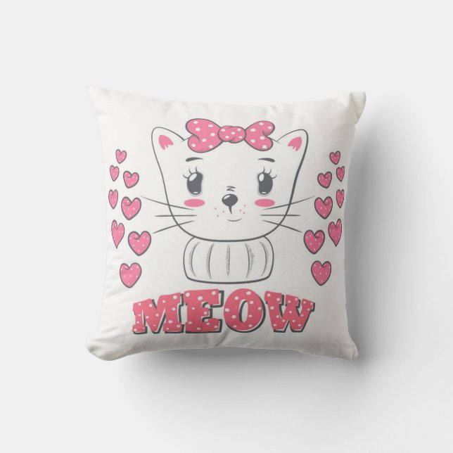 Coussin Cute Little White Kitty (Recto)