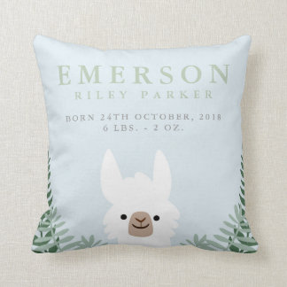 Coussin Cute Llama Faire-part de naissance Statistiques Nu