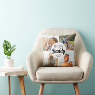 Coussin Cute Love You 'Papa' Collage Photo personnalisée