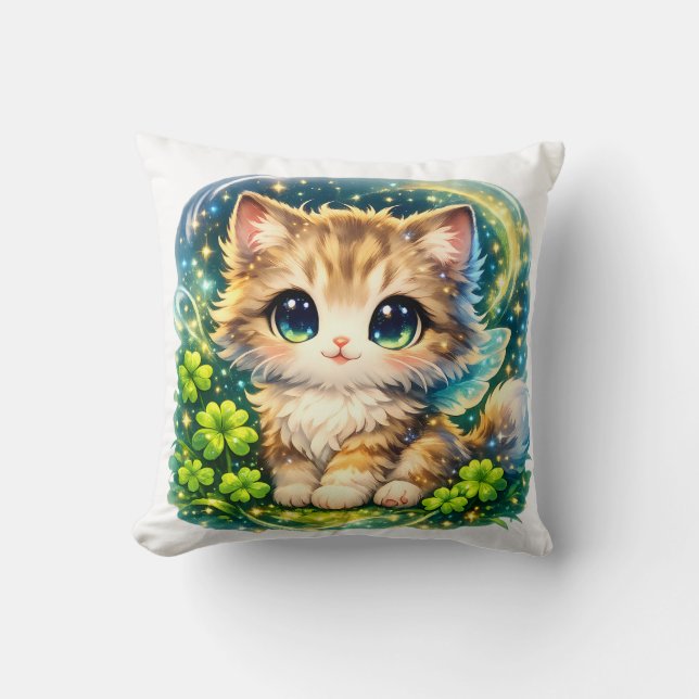 Coussin Cute Magical Kitten Pillow | Kawaii Fantasy Cat Cu (Recto)