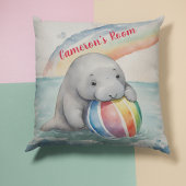 Coussin Cute Manatee Rainbow Personnalisé