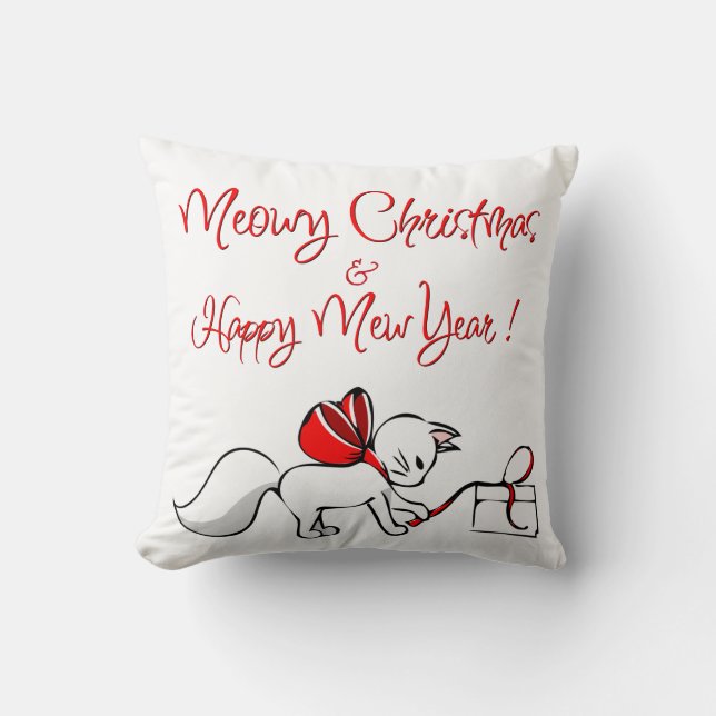 Coussin Cute Meowy Kitties de Noël (Recto)