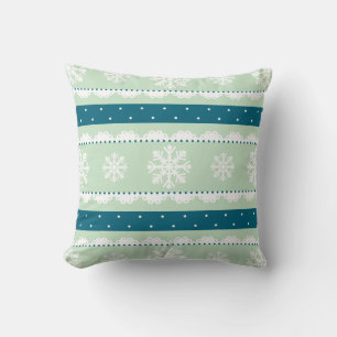 Coussin Cute Mint Blanc Turquoise Noël Snowflakes Motif