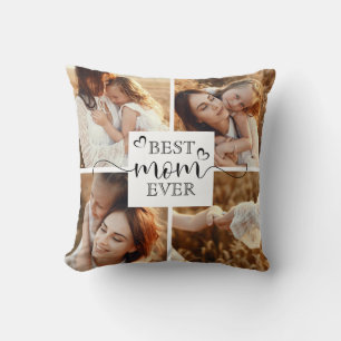 Coussin Cute Modern Best Mom Ever Custom Photo Collage