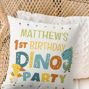 Coussin Cute Modern Dino Dinosaur fête d'anniversaire pour