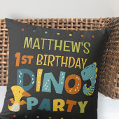 Coussin Cute Modern Dino Dinosaur fête d'anniversaire pour