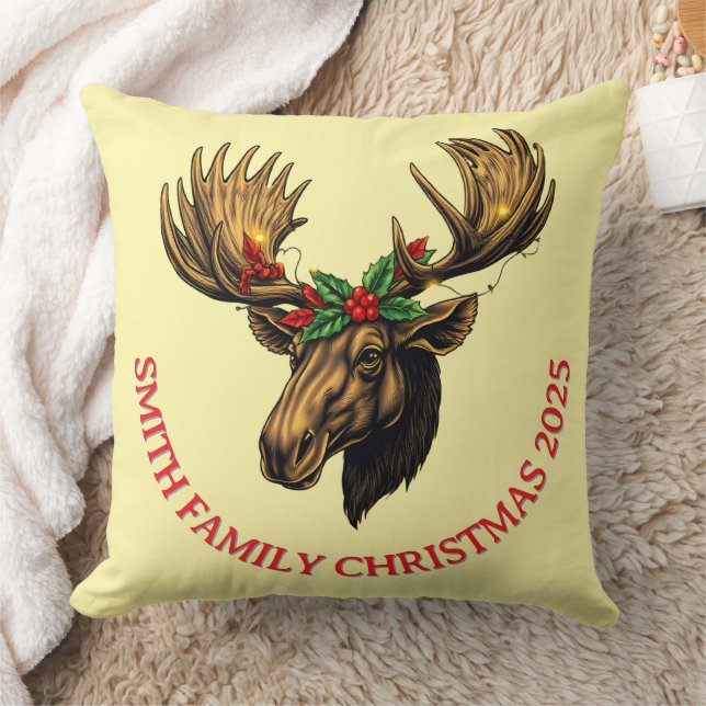 Coussin CUTE MOOSE CHRISTMAS DESIGN Throw Pillow (Couverture)