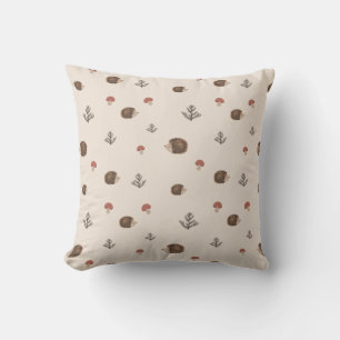 Coussin Cute Motif forestier de Hérisson et Champignons