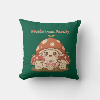 Coussin Cute Mushroom Family | Kawaii Cottagecore 