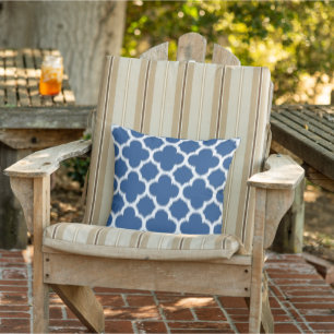 Coussin Cute Nautical Blue Ikat Quatrefoil Motif de mosaïq
