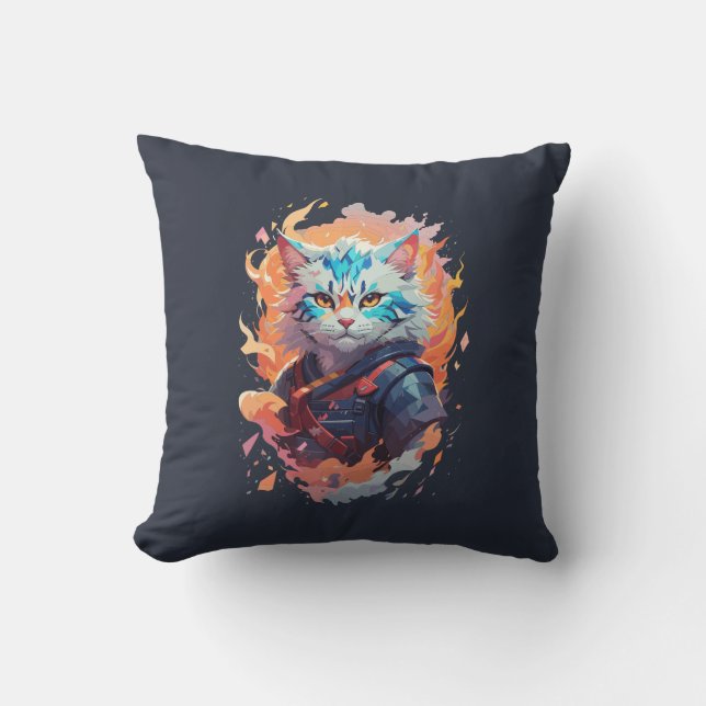Coussin Cute Ninja Cat Warrior Design (Recto)