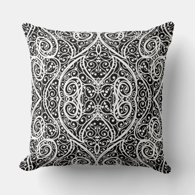 Coussin Cute noir blanc coeurs amour design arrière - plan (Recto)