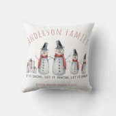 Coussin Cute Nom de famille personnalisé Snowman Let it Sn (Verso)