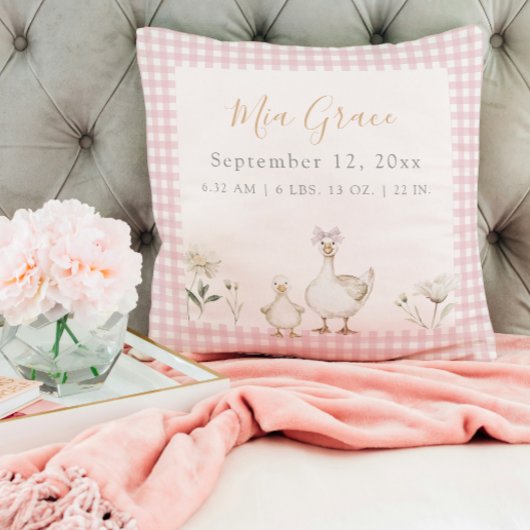Coussin Cute Nouveau-Né Keepsaké Statistiques de naissance