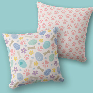 Coussin Cute OEufs de Pâques Empreinte de patte Couleurs p