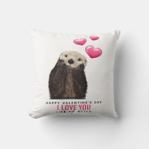 Coussin Cute Otter with Hearts Valentine