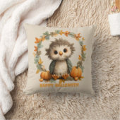 Coussin Cute Owl Citrouille Halloween design heureux (Couverture)