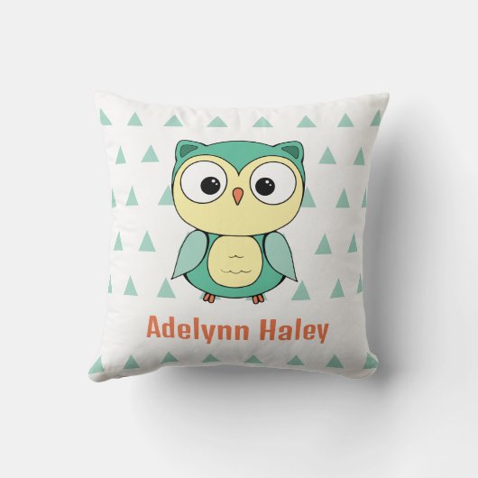 Coussin Cute Owl Triangle Pattern Custom Throw Pillow (Verso)