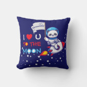 Coussin Cute Panda Bear Sur Rocket Ship Kids Personnalisé (Recto)