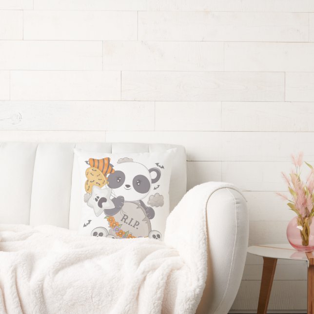 Coussin Cute Panda Grave Bats RIP Halloween (Canapé)