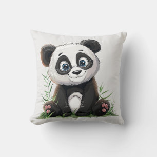 Coussin Cute Panda Green Bamboo Personnalisez ce mignon as