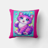 Coussin Cute Pastel Kitten Pillow Design with Bow and Spar (Verso)