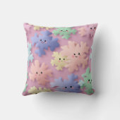 Coussin Cute Pastel Snowflake Smiles Throw Pillow (Verso)