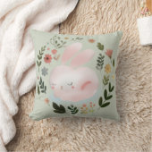 Coussin Cute Pastel Spring Bunny Floral Wreath Nursery Art (Couverture)