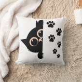 Coussin Cute Peeking Cat Pillow with Paw Prints (Couverture)