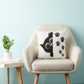 Coussin Cute Peeking Cat Pillow with Paw Prints (Chaise)