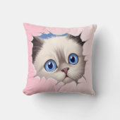 Coussin Cute Peeking Ragdoll Chat (Recto)