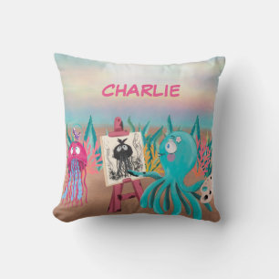 Coussin Cute Peintre Octopus