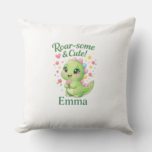 Coussin Cute Personalized Dinosaur Name Pillow (Recto)