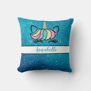 Coussin Cute Personnalisé Unicorne Florale Jeu d'oreiller