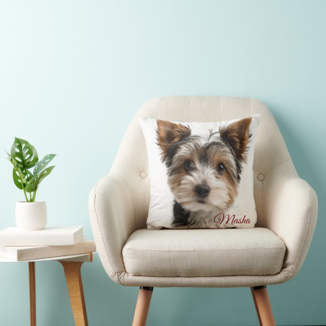 Coussin Cute Pet Pillow – Personalized Dog Name & Photo (Chaise)