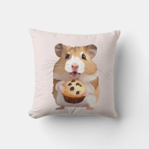 Coussin Cute Petit Hamster Avec Muffin