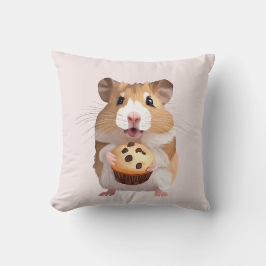 Coussin Cute Petit Hamster Avec Muffin (Recto)