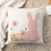 Coussin Cute Pink Easter Bunny with Spring Flowers  (Couverture)