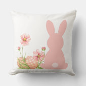 Coussin Cute Pink Easter Bunny with Spring Flowers  (Recto)