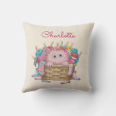 Coussin Cute Pink Fluffy Sock Monster Kids Design (Verso)