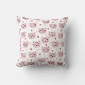 Coussin Cute Pink Kittens and Hearts Pattern for Kids (Recto)