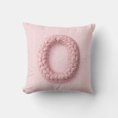 Coussin Cute pink O monogram initial crocheted letter boho (Recto)