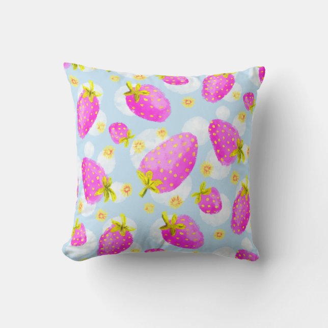 Coussin Cute Pink Strawberry Throw Throw Pillow (Recto)